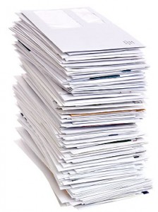 Big Stack of Mail Isolated on White