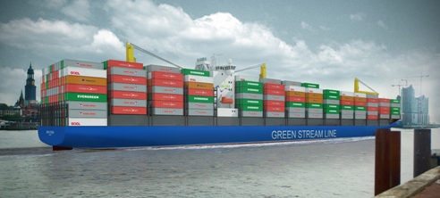 Animation STREAM container ship in Hamburger web