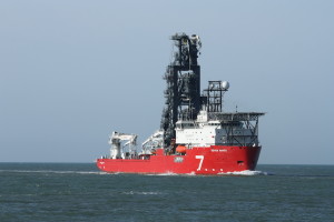Subsea 7 pipelay vessel Seven Waves near Rotterdam during sea trials in March 2014. Photo by Subsea 7 pipelay vessel Seven Waves during seatrials in March 2014. Photo by Robert Davidson.