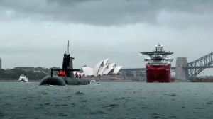 HMAS Farncomb submarine, Sydney Opera House, Ocean Shield, Harbour Bridge,