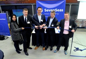 Seven Seas opening in Port of Den Helder (from left to right) Katia Bastos, Hildert Terwisscha, Remco Janssen, Ron Mulder, Mikael Karlsson