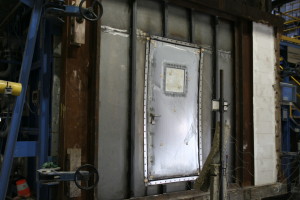 The blast door after 60 minutes fire testing.