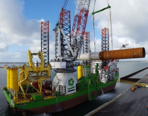 First Monopile Loaded at Sif Terminal