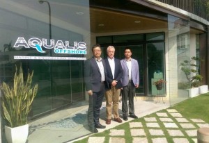 Aqualis Taiwan office. Left to right: Tim Ho, Head of Taiwan office; Phil Lenox, Director – Asia Pacific; and Peng Yongfei, Country Manager China
