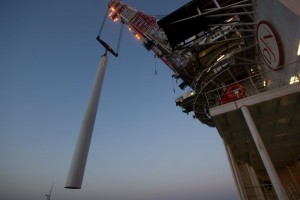 Installation of wind turbine at Nobelwind Offshore Windfarm