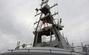 The MBR antennae (in the red circle) is shown here on board the KV Bergen - Photo courtesy of the Norwegian Coastal Administration 